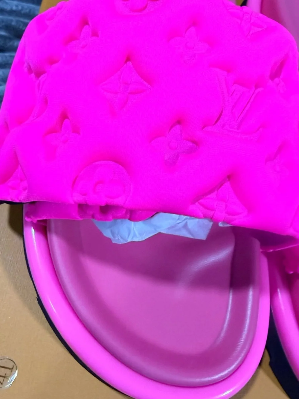 Hot Pink Quilted Monogram Slide Sandals - Picture 3 of 7